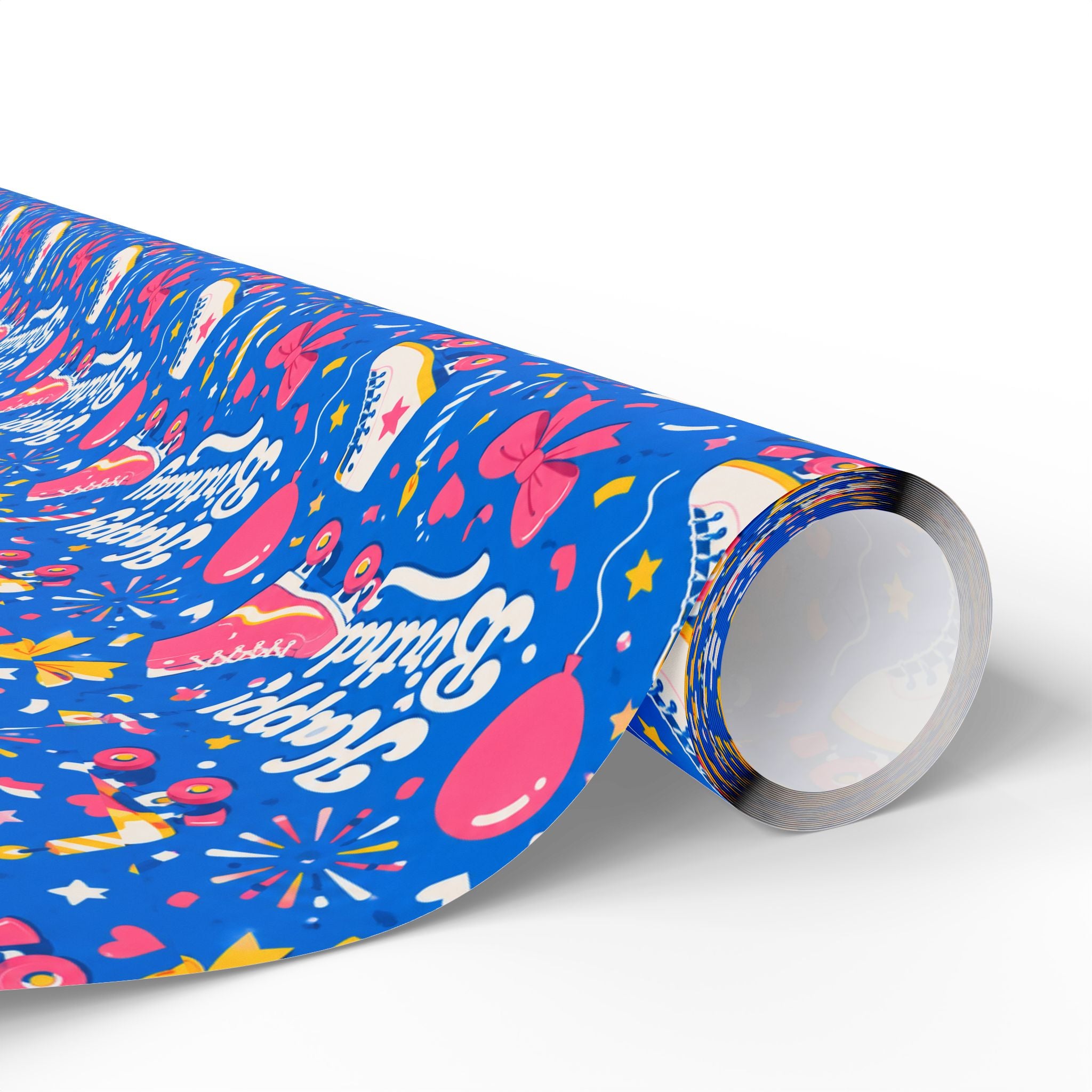 Birthday Roller Skating Gift Wrap Paper (Blue) – Unique Wrap For the Roller Skating Lover.