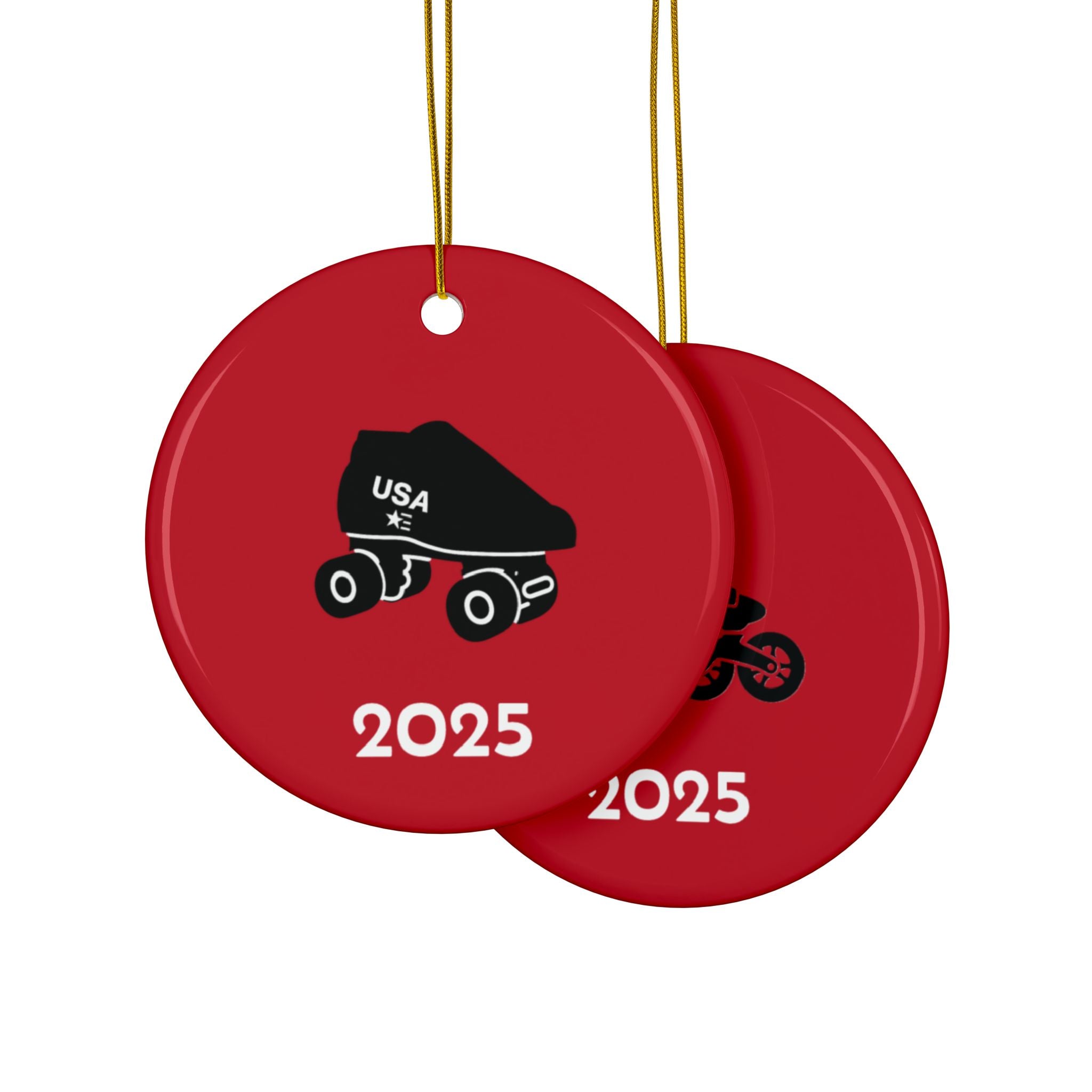 Blank Roller Skate Personalized Ceramic Ornament — Custom Name & 2025 Holiday Decoration
