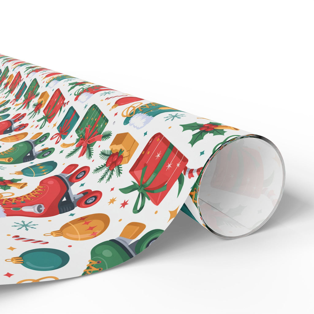 Christmas Gift Wrap Paper – Festive Stockings, Ornaments & Presents Pattern