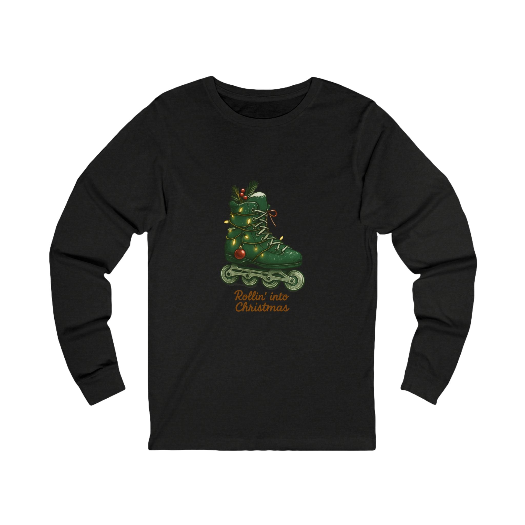 Green Inline Roller Skates Christmas Long Sleeve Tee