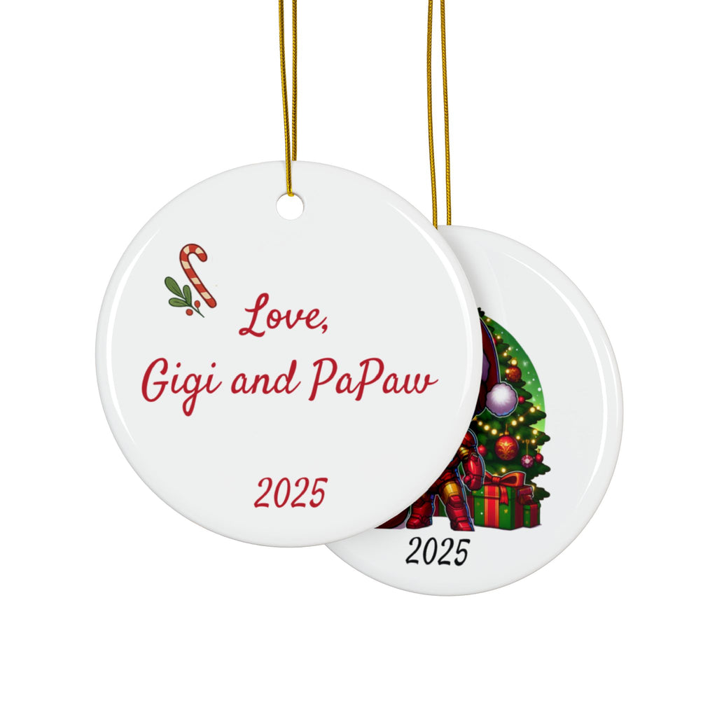 Stetson Iron Man Personalized Ceramic Ornament — Custom Name & 2025 Holiday Decoration