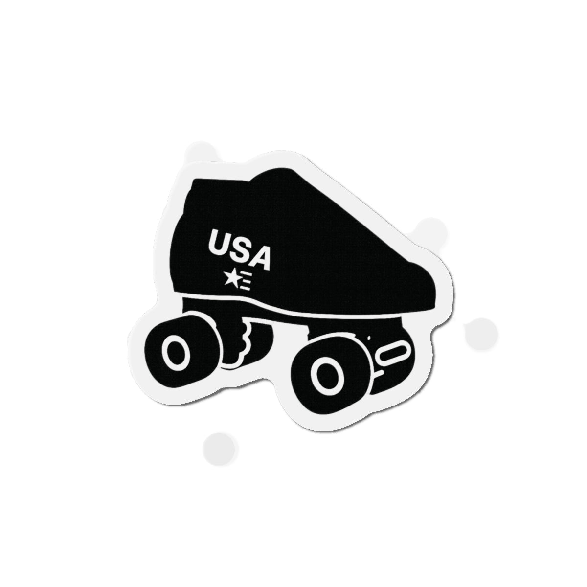 Roller Skate USA Die-Cut Magnet — Retro Black Quad Skate Car or Fridge Magnet