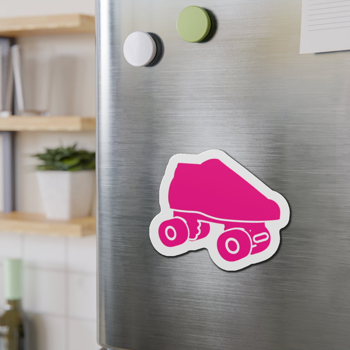 Pink Roller Skate Die-Cut Magnet - Retro Pink Skate Refrigerator Magnet