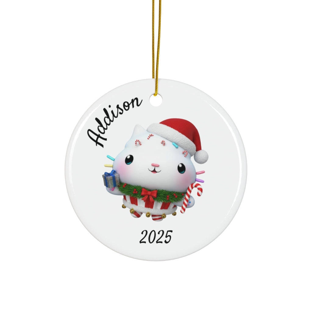 Cakey Cake Christmas Personalized Ceramic Ornament — Custom Name & 2025 Holiday Decoration