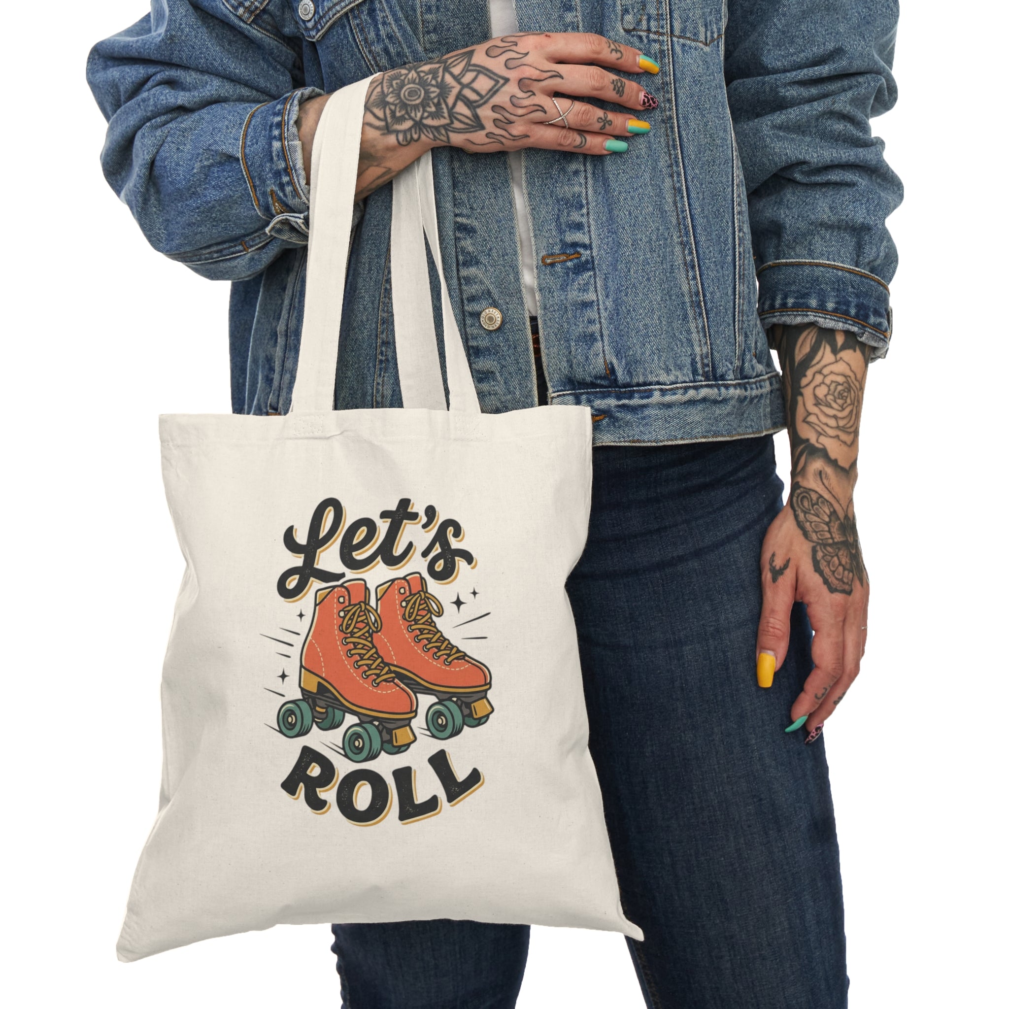 Tote Bag — "Let’s Roll" Retro Roller Skate Graphic Tote