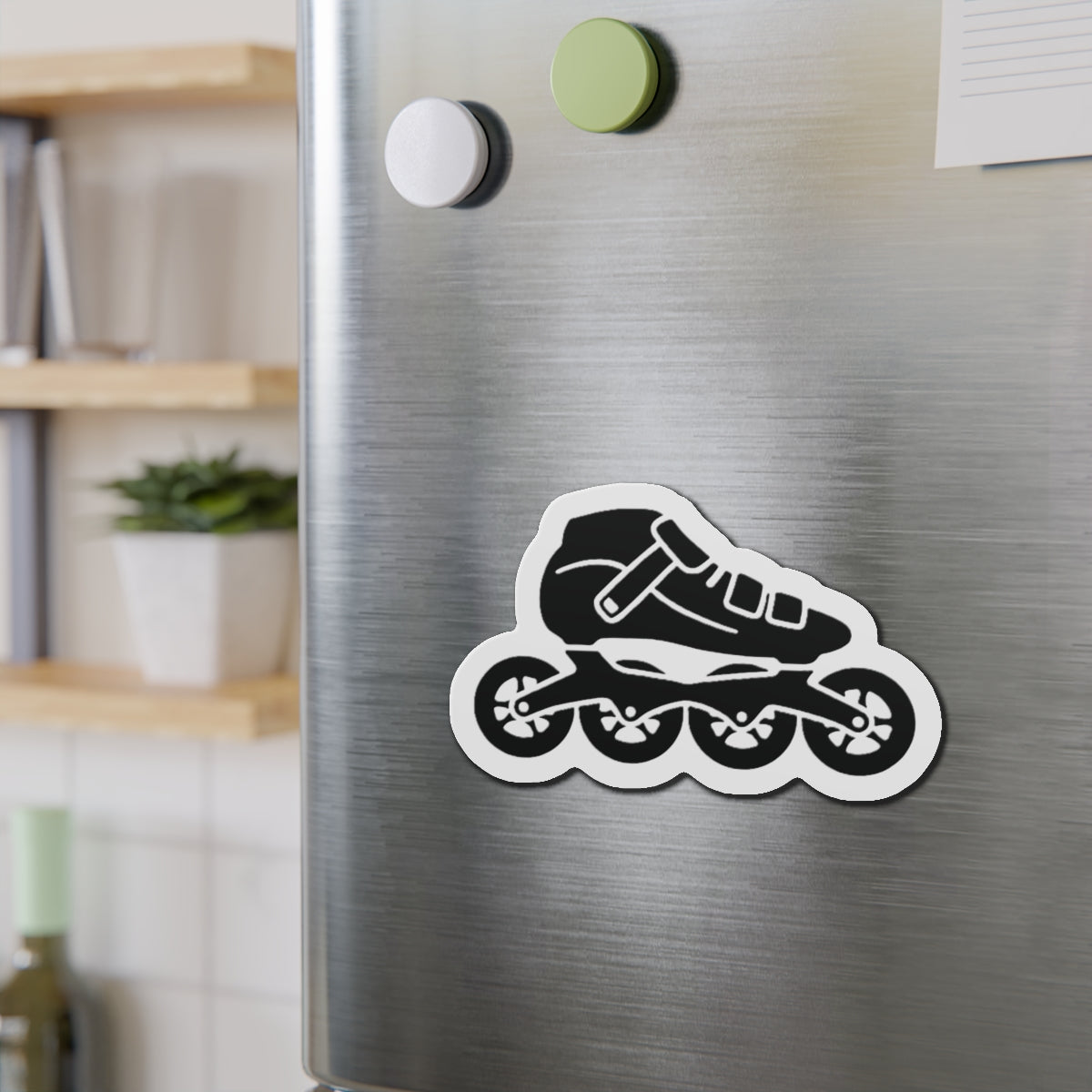 Roller Skate USA Die-Cut Magnet — Black Inline Skate Magnet