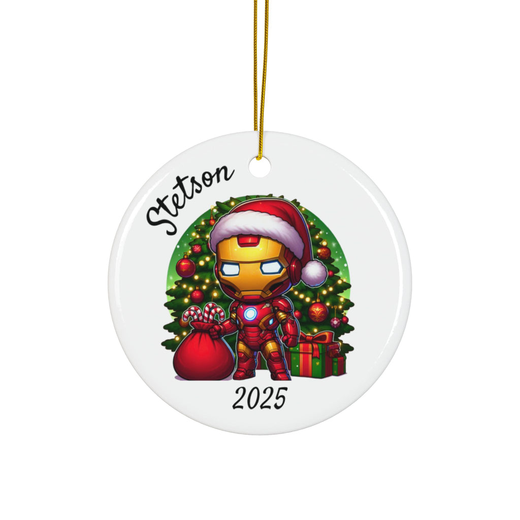 Stetson Iron Man Personalized Ceramic Ornament — Custom Name & 2025 Holiday Decoration