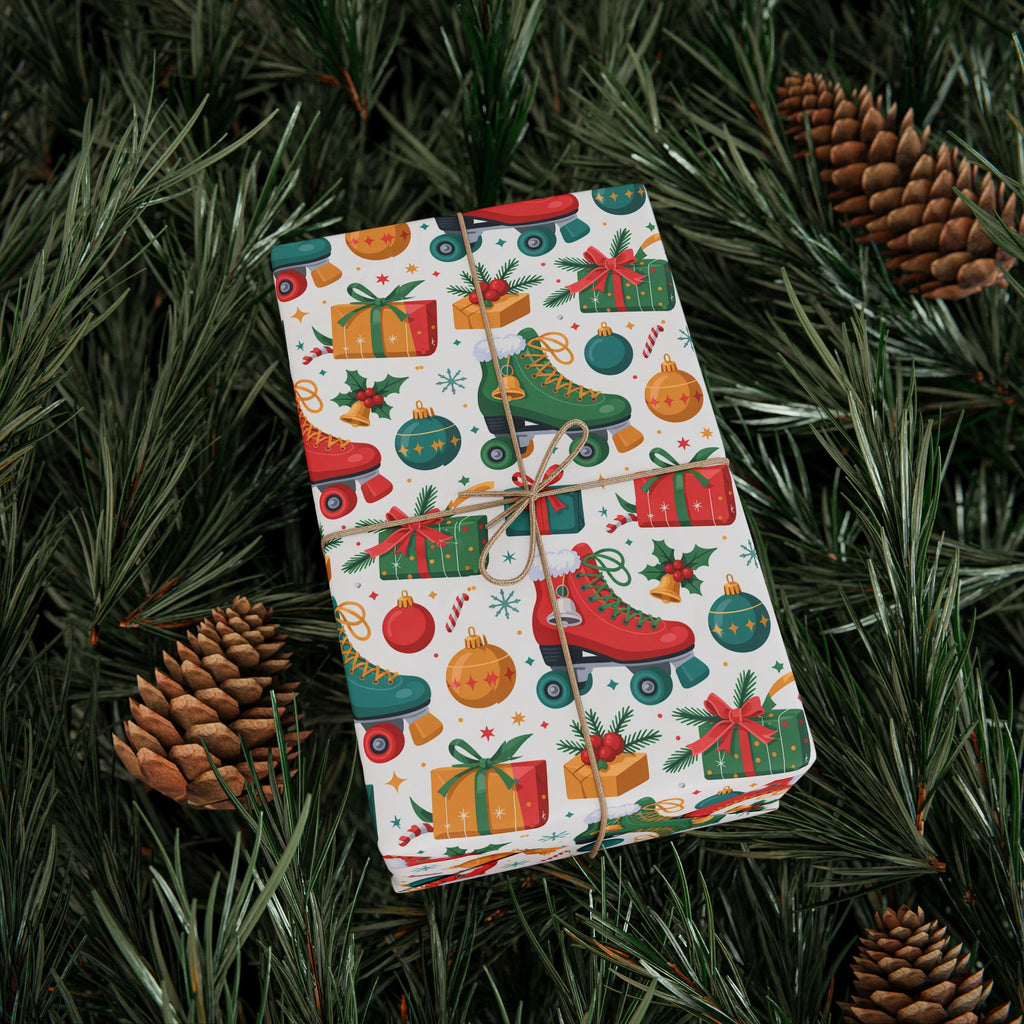 Christmas Gift Wrap Paper – Festive Stockings, Ornaments & Presents Pattern