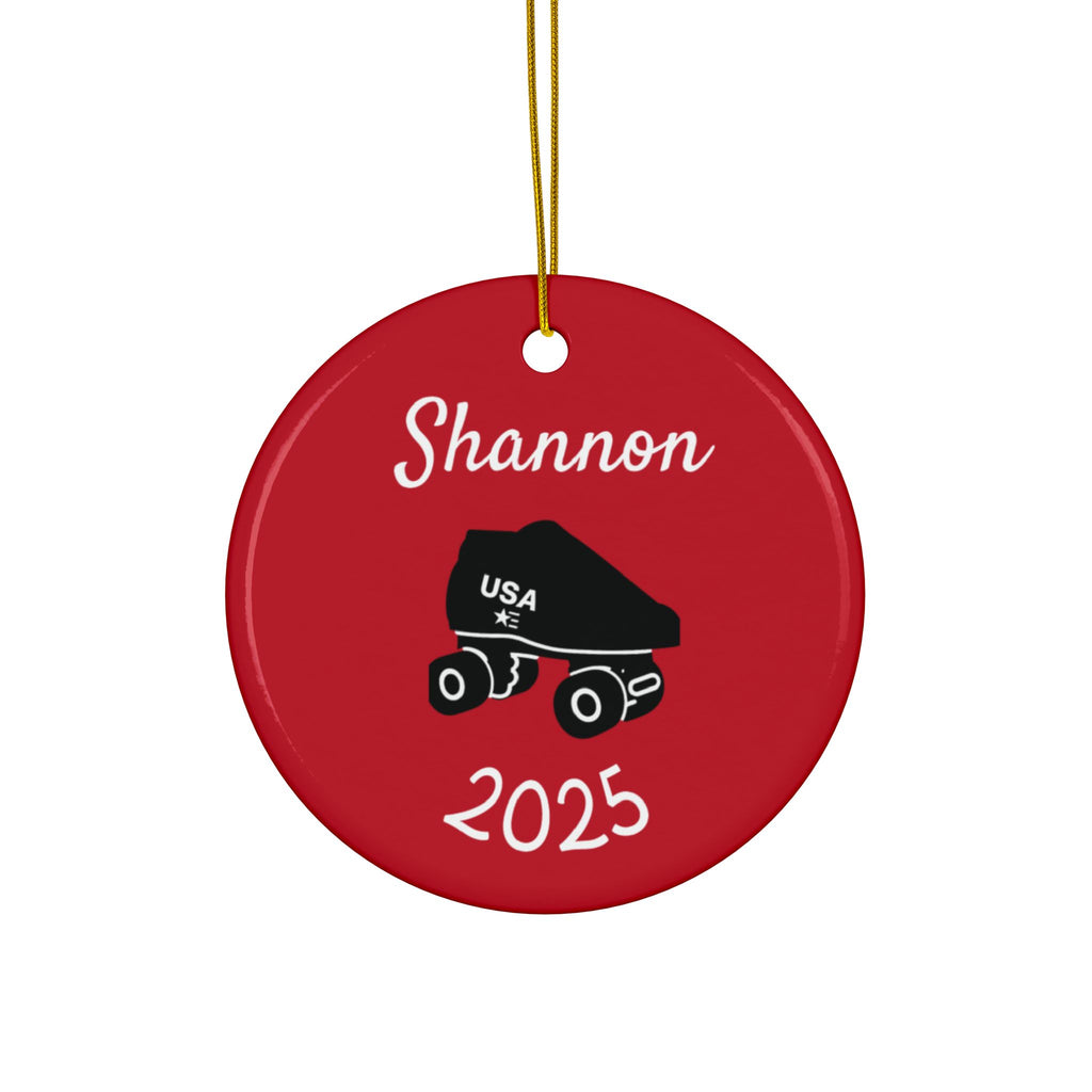 Roller Skate Personalized Ceramic Ornament — Custom Name & 2025 Holiday Decoration