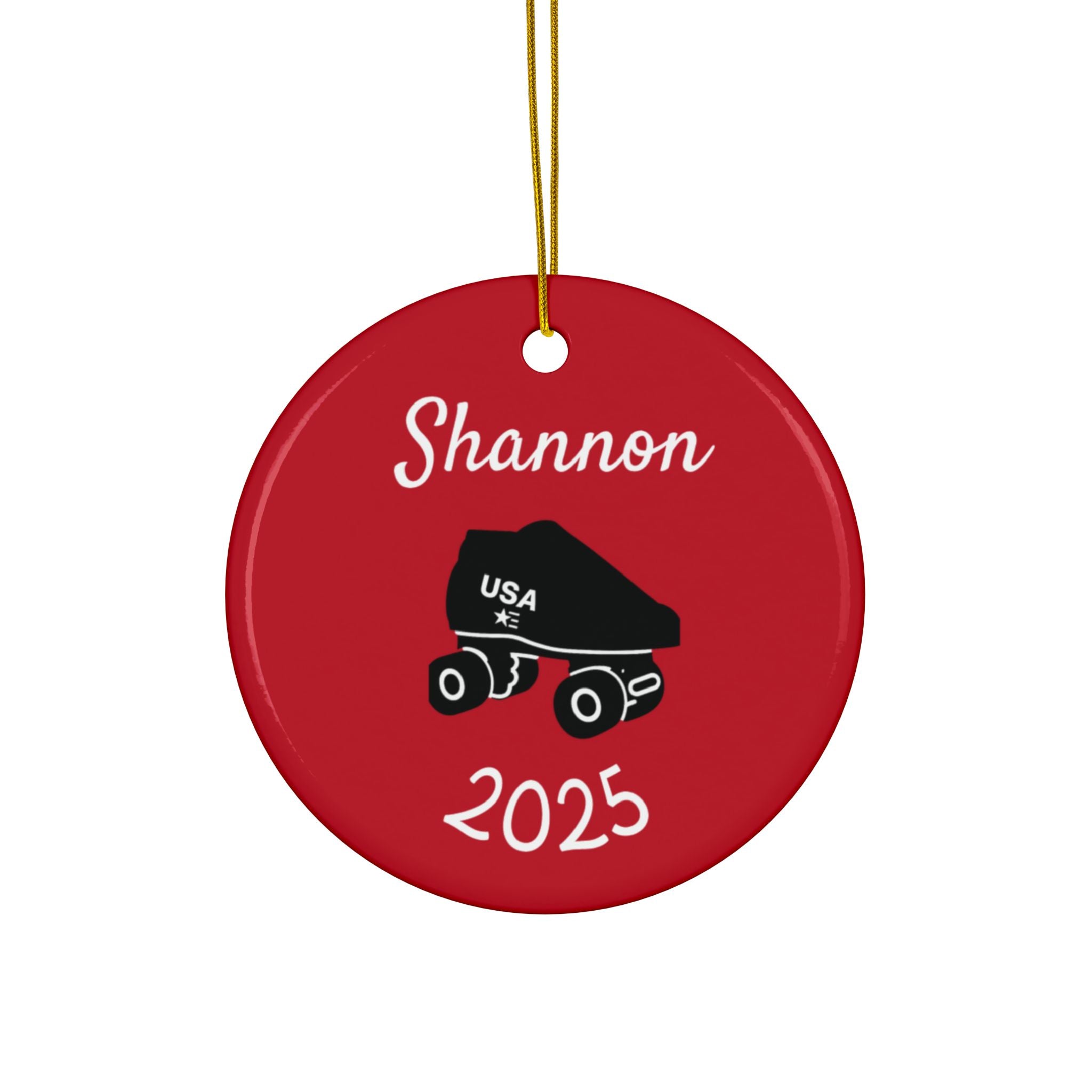 Roller Skate Personalized Ceramic Ornament — Custom Name & 2025 Holiday Decoration
