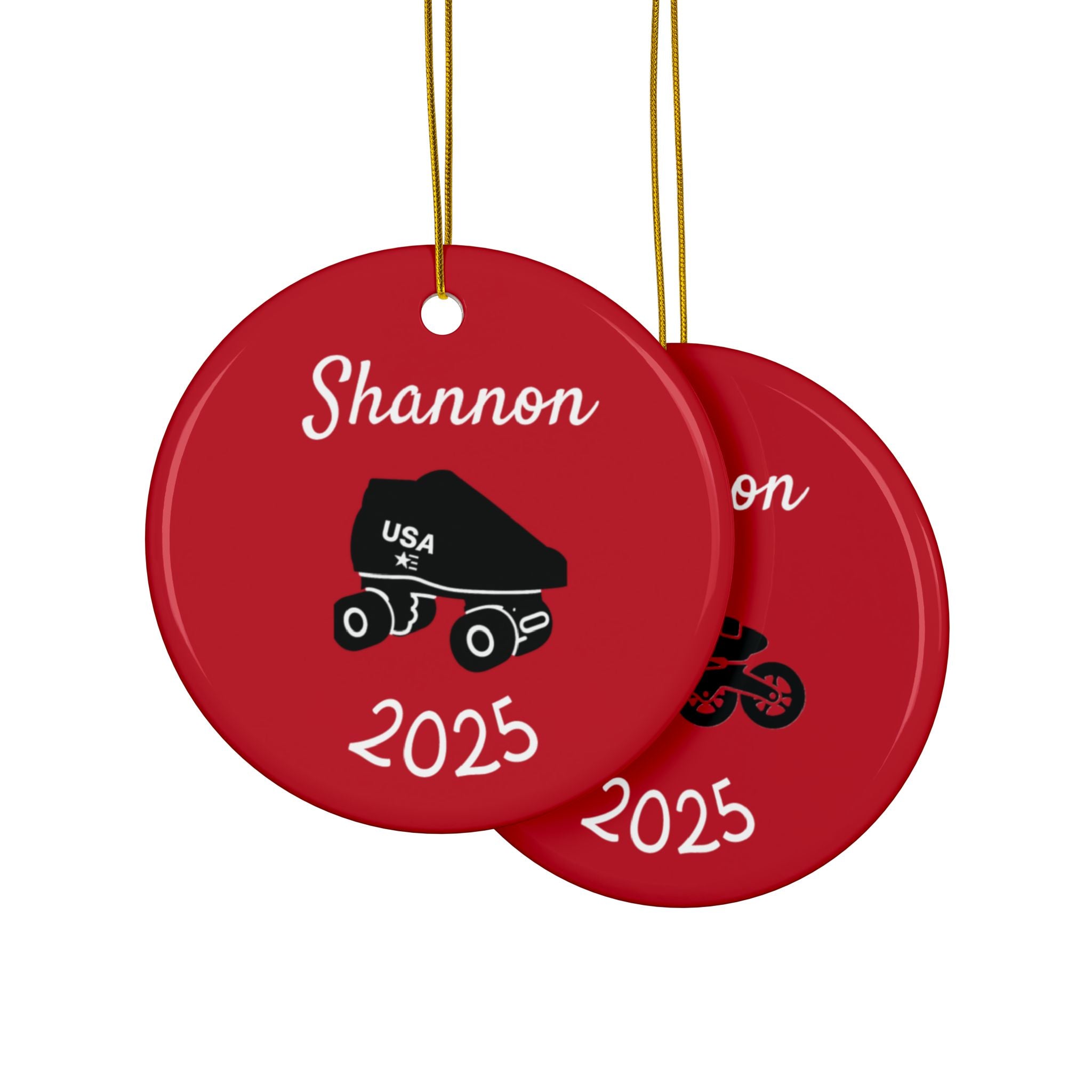 Roller Skate Personalized Ceramic Ornament — Custom Name & 2025 Holiday Decoration