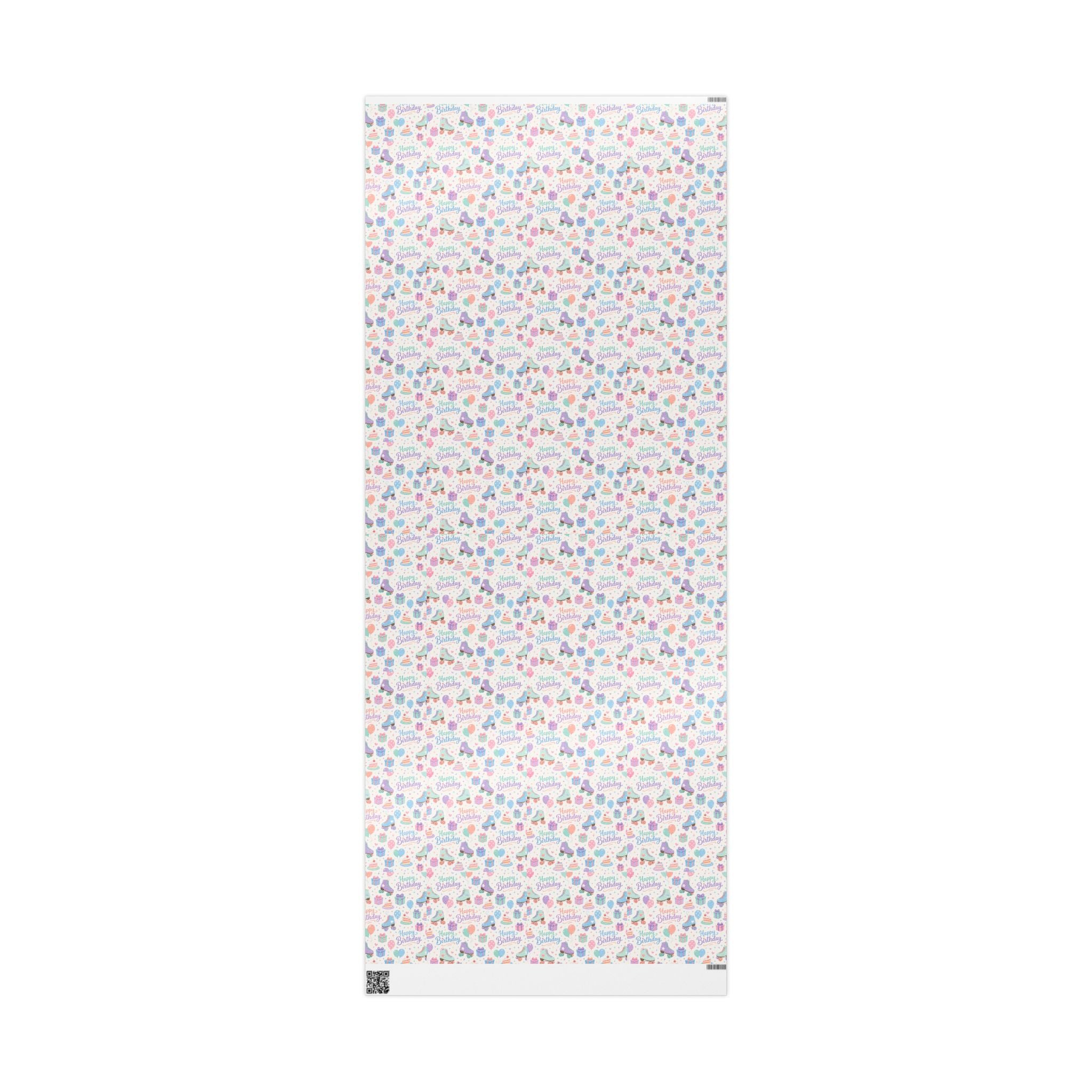 Birthday Roller Skating Gift Wrap Paper (White) Unique Wrap For the Roller Skating Lover.