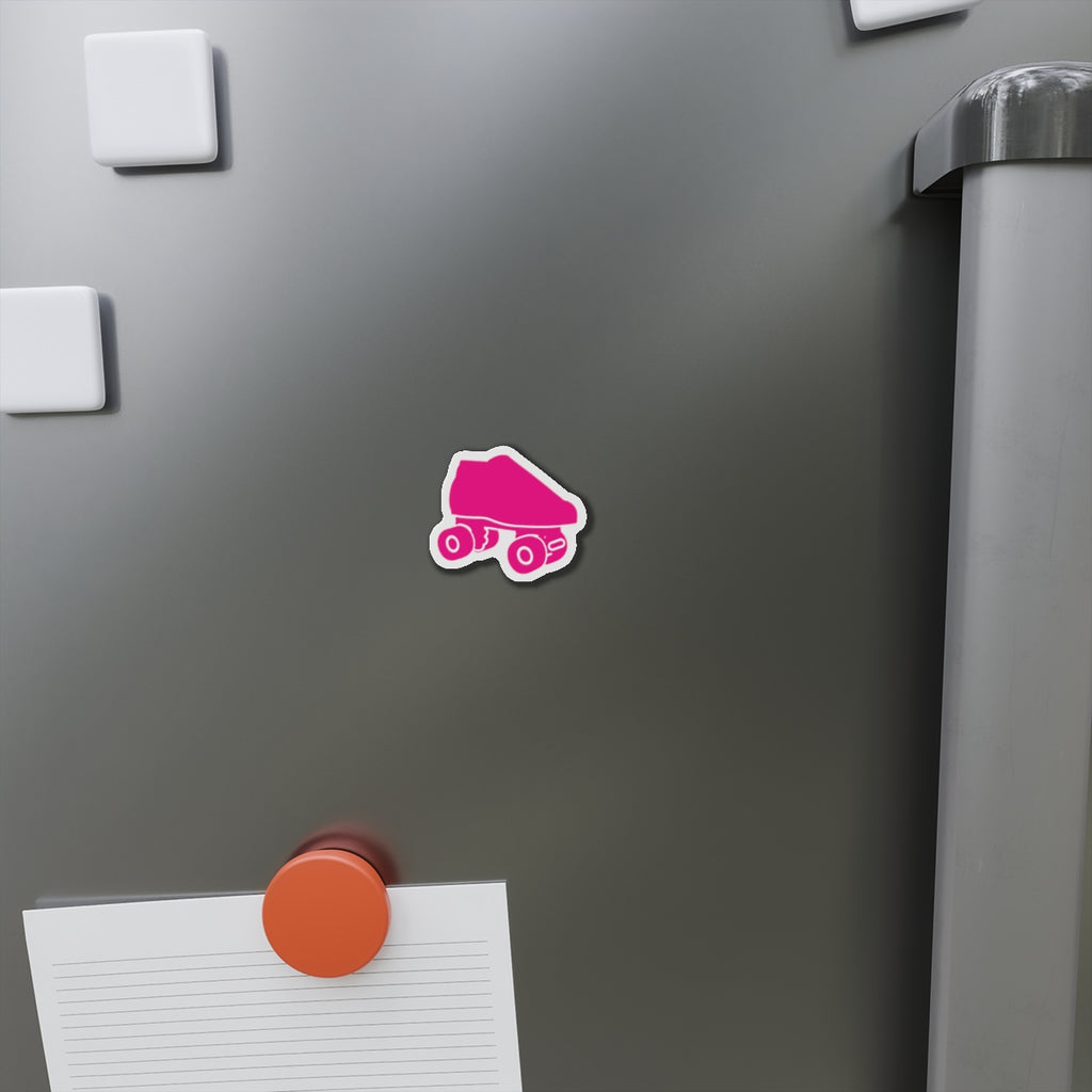 Pink Roller Skate Die-Cut Magnet - Retro Pink Skate Refrigerator Magnet