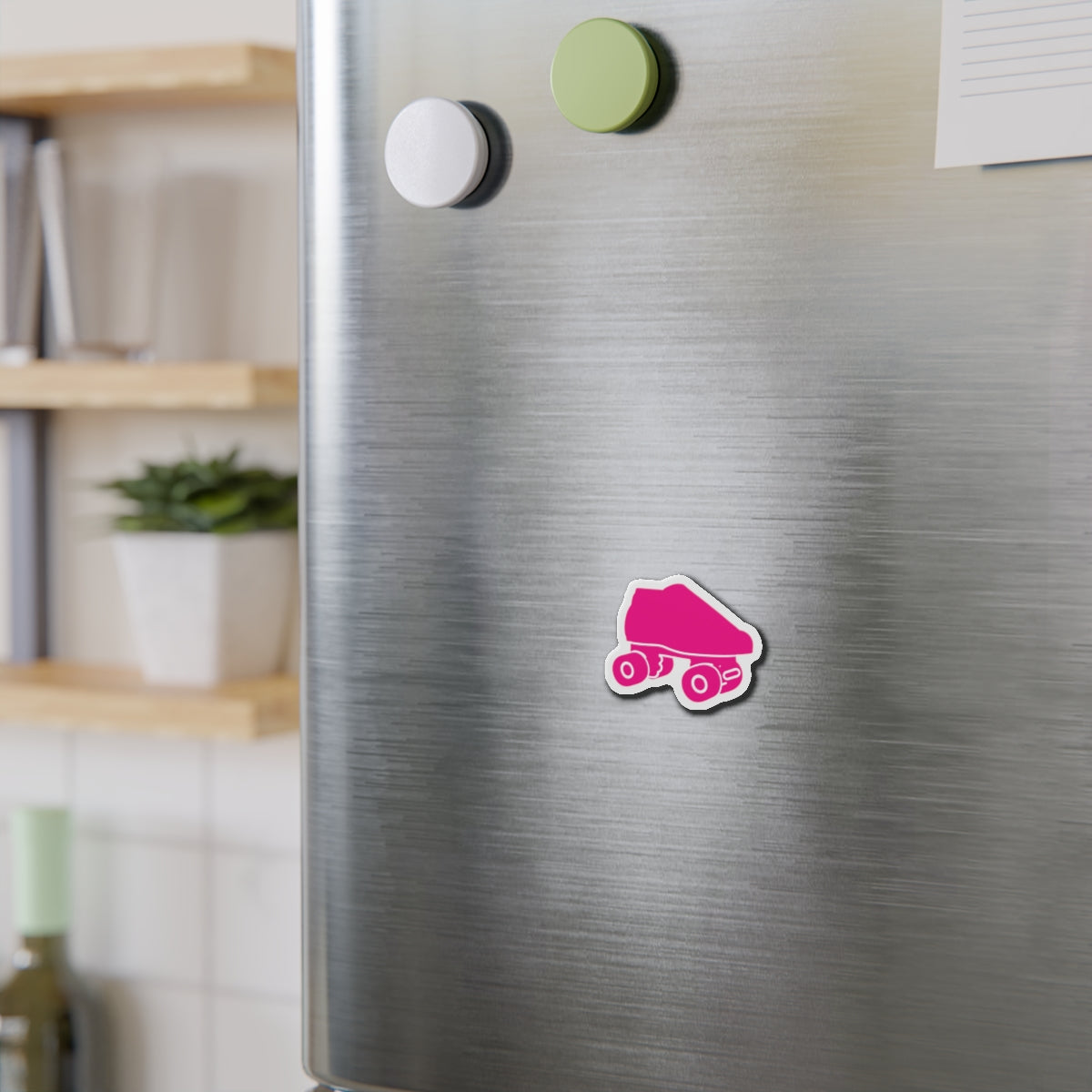 Pink Roller Skate Die-Cut Magnet - Retro Pink Skate Refrigerator Magnet