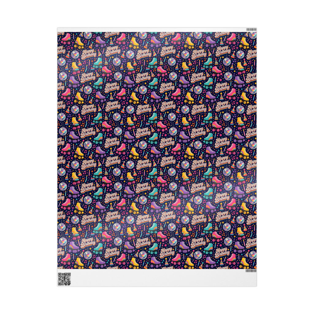Birthday Roller Skating Gift Wrap Paper (Dark) – Unique Wrap For the Roller Skating Lover.