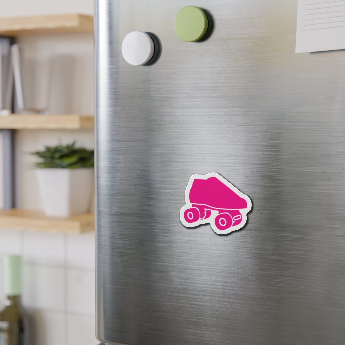 Pink Roller Skate Die-Cut Magnet - Retro Pink Skate Refrigerator Magnet
