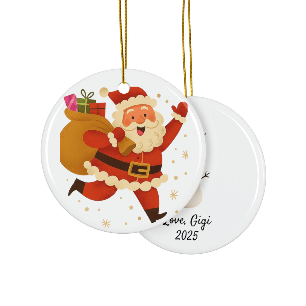 Santa Claus Personalized Ceramic Ornament — Custom Name & 2025 Holiday Decoration