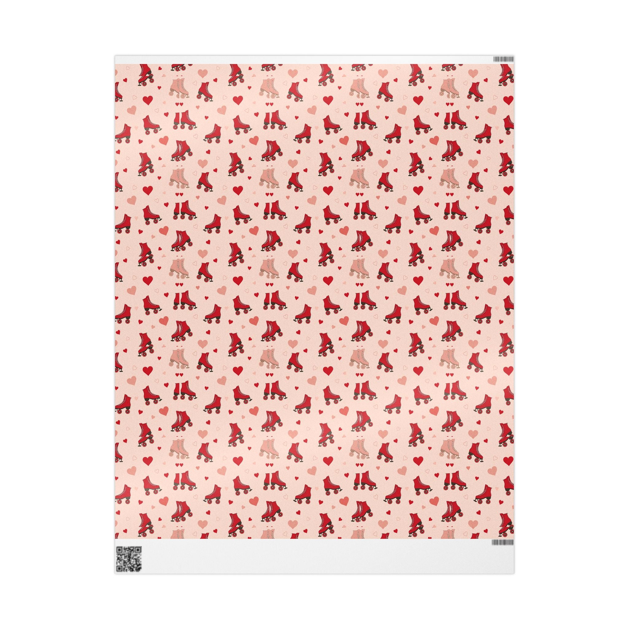 Roller Skate Pink Valentines Wrapping Paper — Retro Red & Pink Skate Pattern Gift Wrap