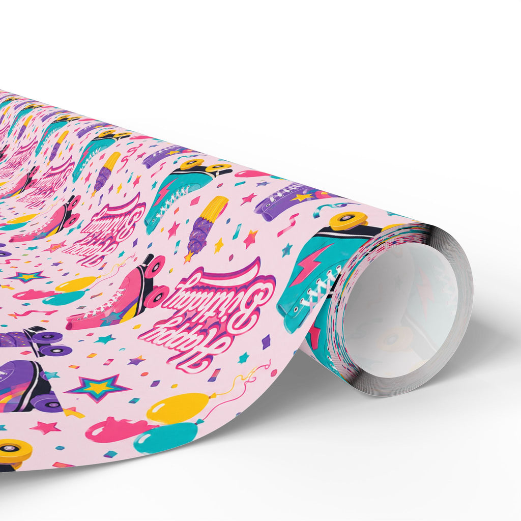 Birthday Roller Skating Gift Wrap Paper (Pink) – Unique Wrap For the Roller Skating Lover.