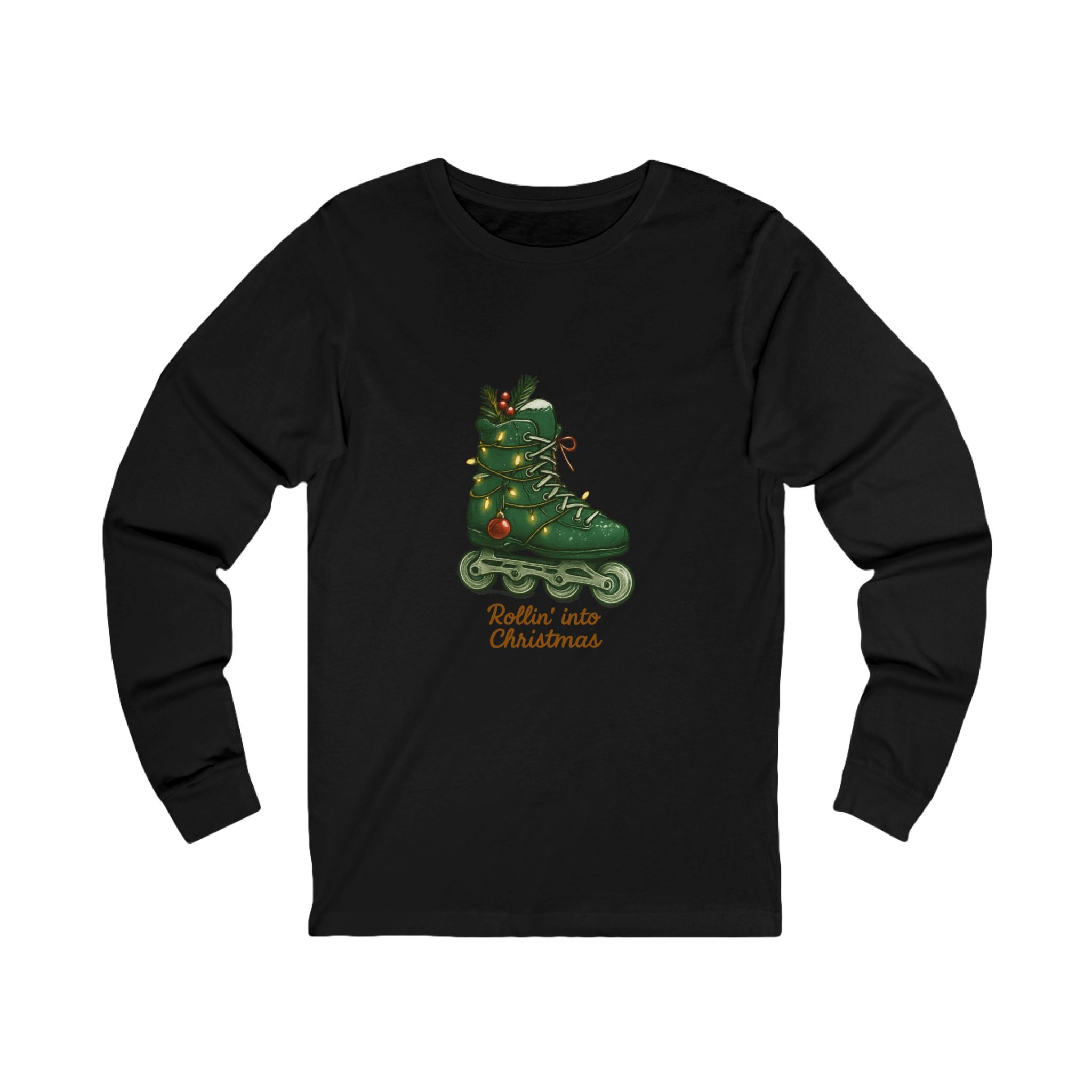 Green Inline Roller Skates Christmas Long Sleeve Tee