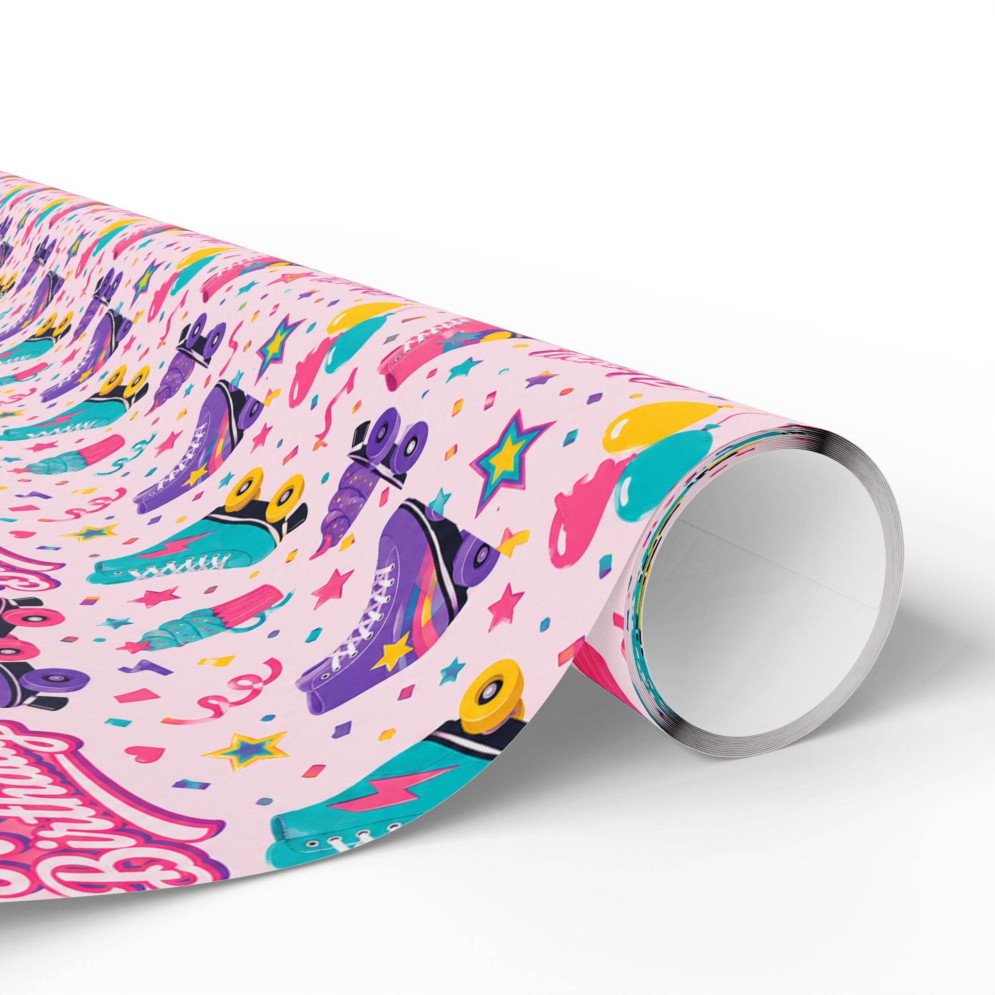 Birthday Roller Skating Gift Wrap Paper (Pink) – Unique Wrap For the Roller Skating Lover.
