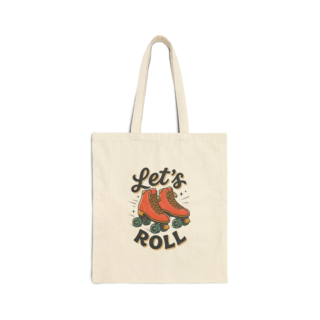 Tote Bag — "Let's Roll" Retro Roller Skates Canvas Tote (Vintage Skateboard Vibe)