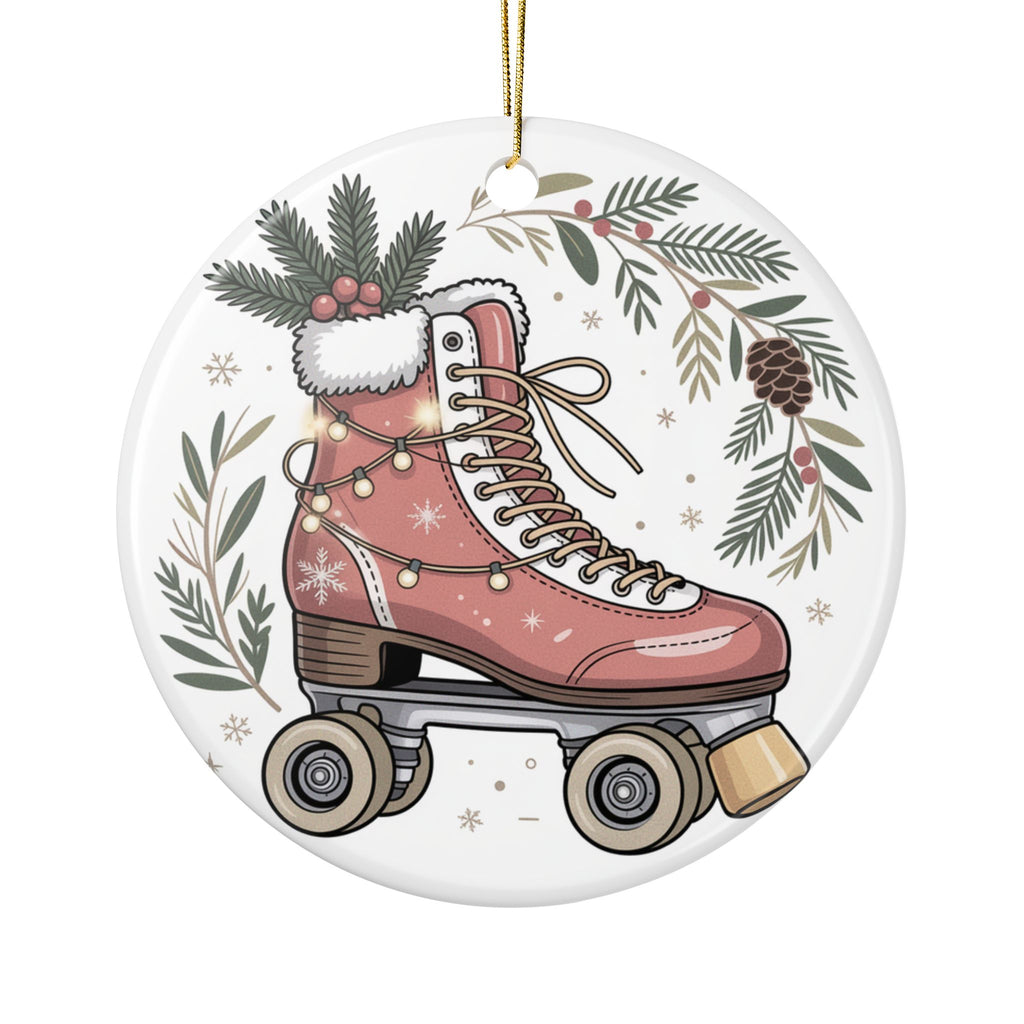 Holiday Ceramic Ornaments – Festive Roller Skating Design