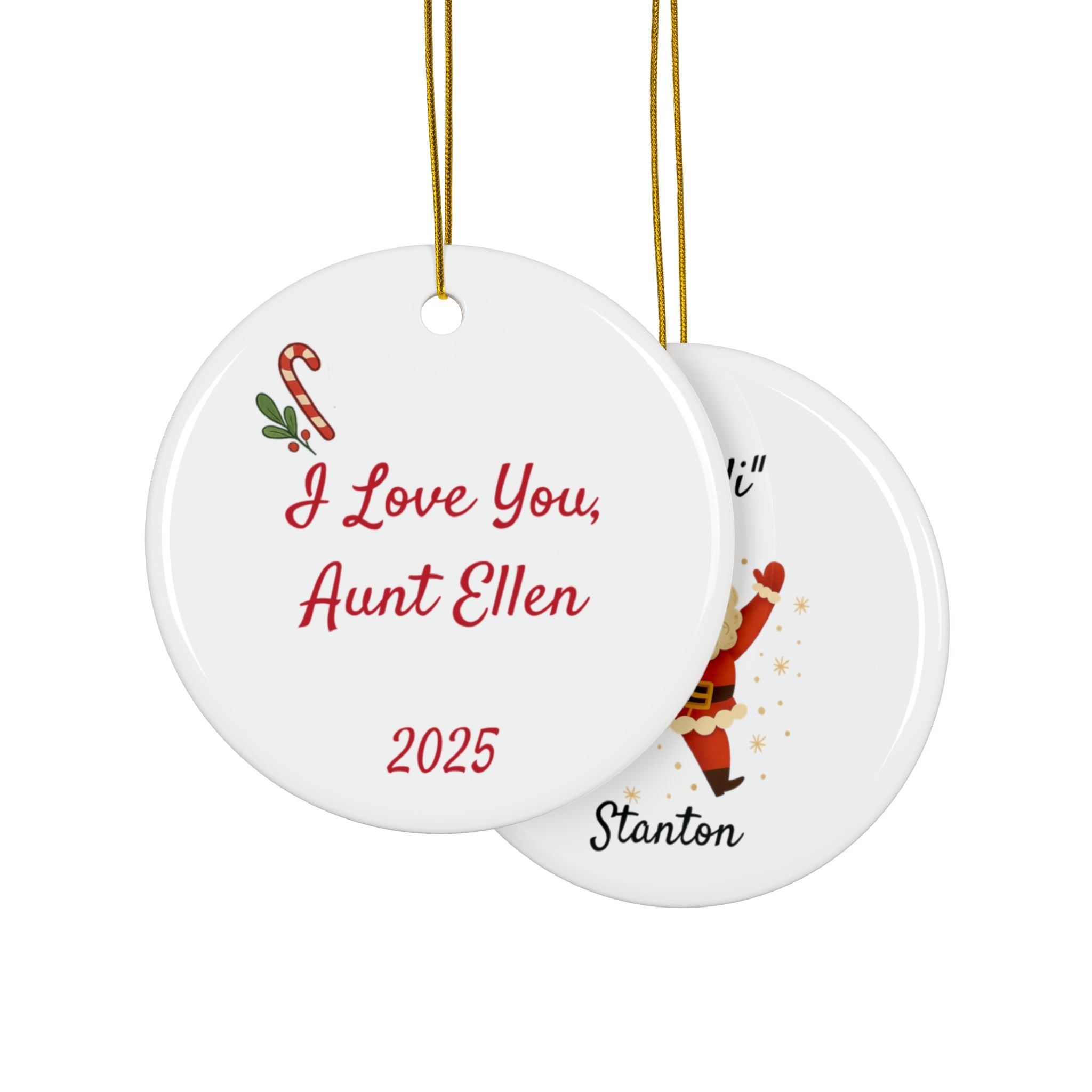 Ellen Personalized Ceramic Ornament — Custom Name & 2025 Holiday Decoration