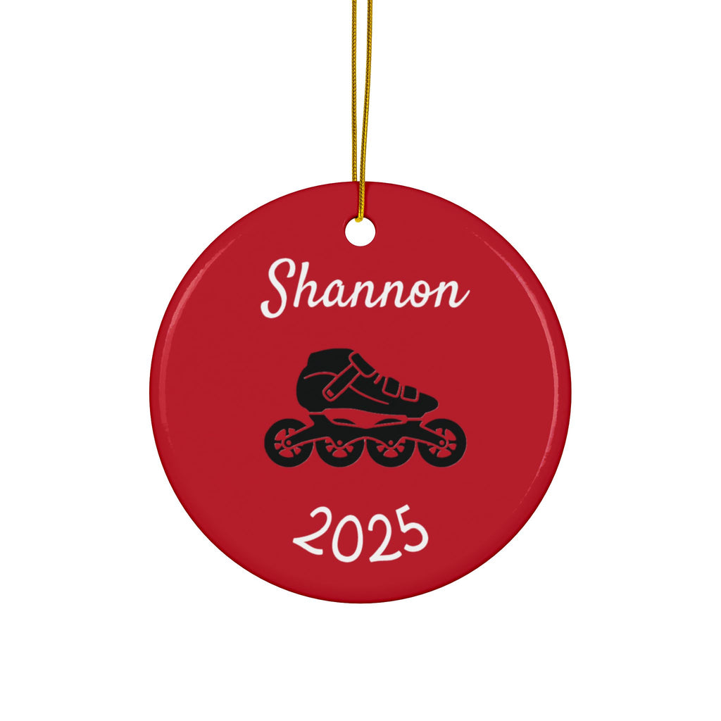 Roller Skate Personalized Ceramic Ornament — Custom Name & 2025 Holiday Decoration
