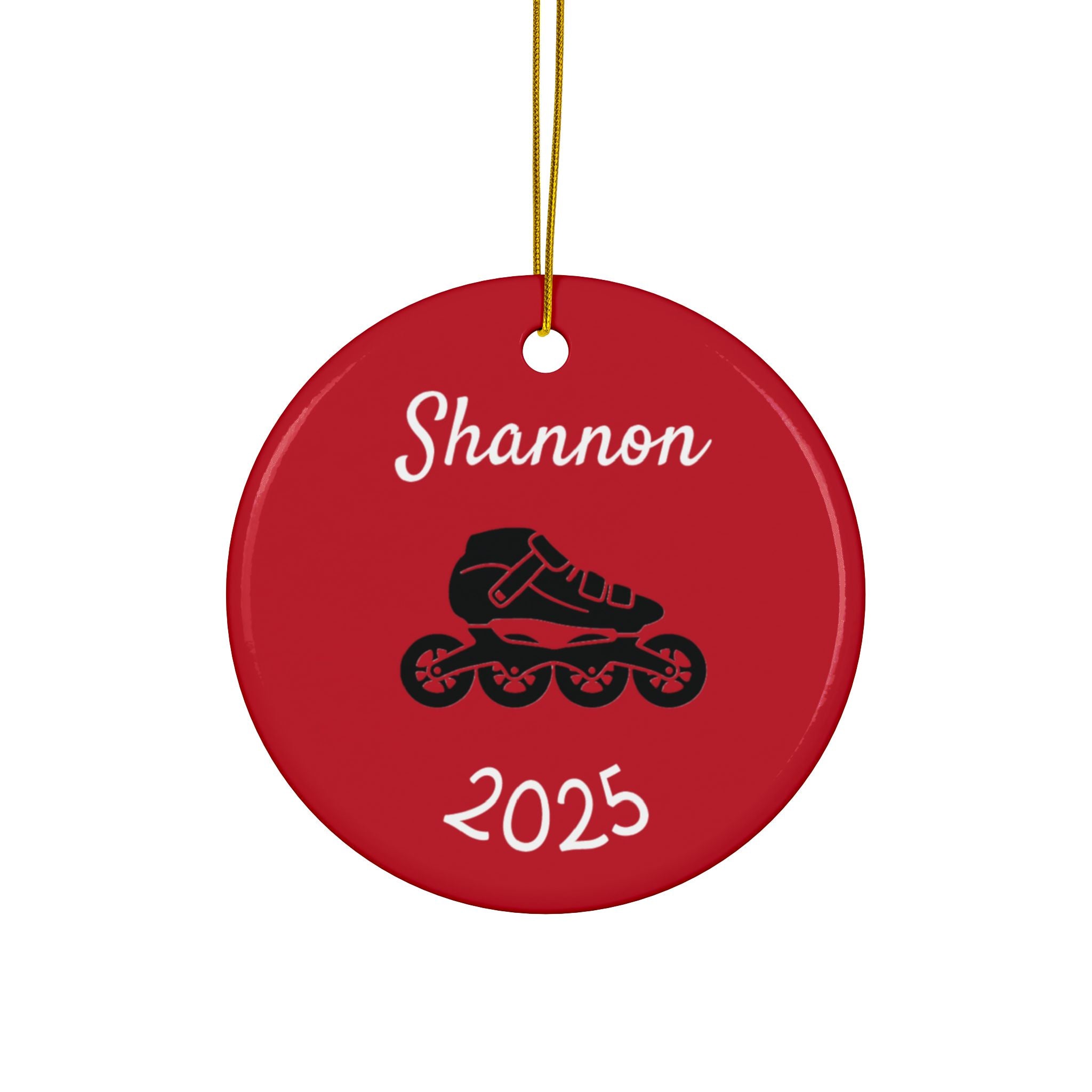 Roller Skate Personalized Ceramic Ornament — Custom Name & 2025 Holiday Decoration