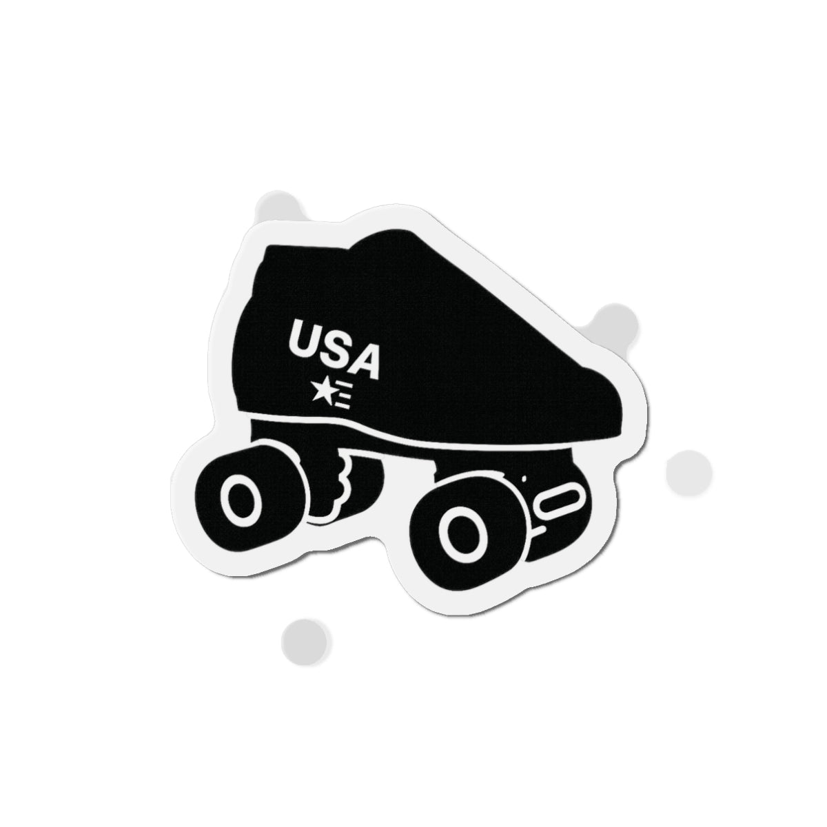 Roller Skate USA Die-Cut Magnet — Retro Black Quad Skate Car or Fridge Magnet