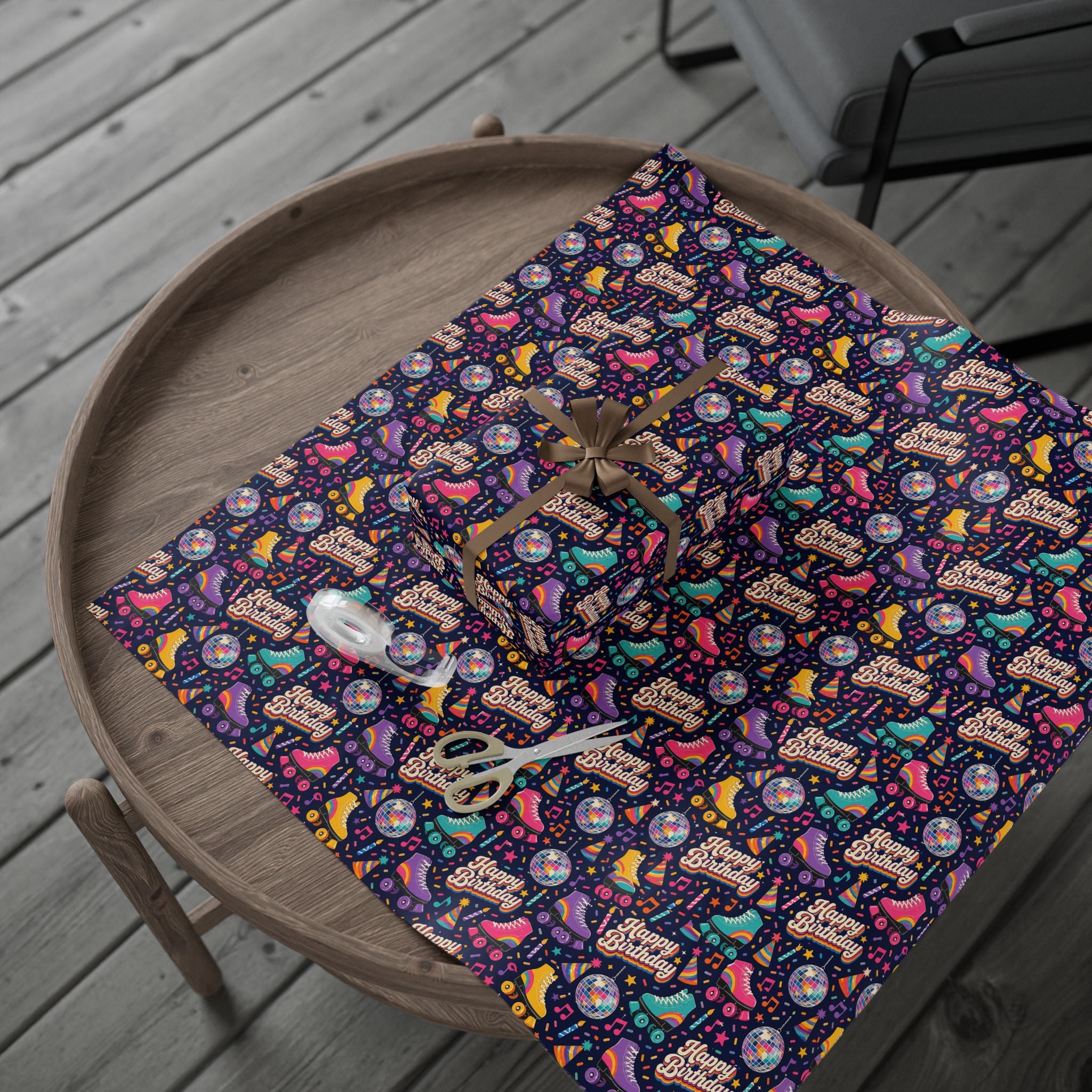 Birthday Roller Skating Gift Wrap Paper (Dark) – Unique Wrap For the Roller Skating Lover.