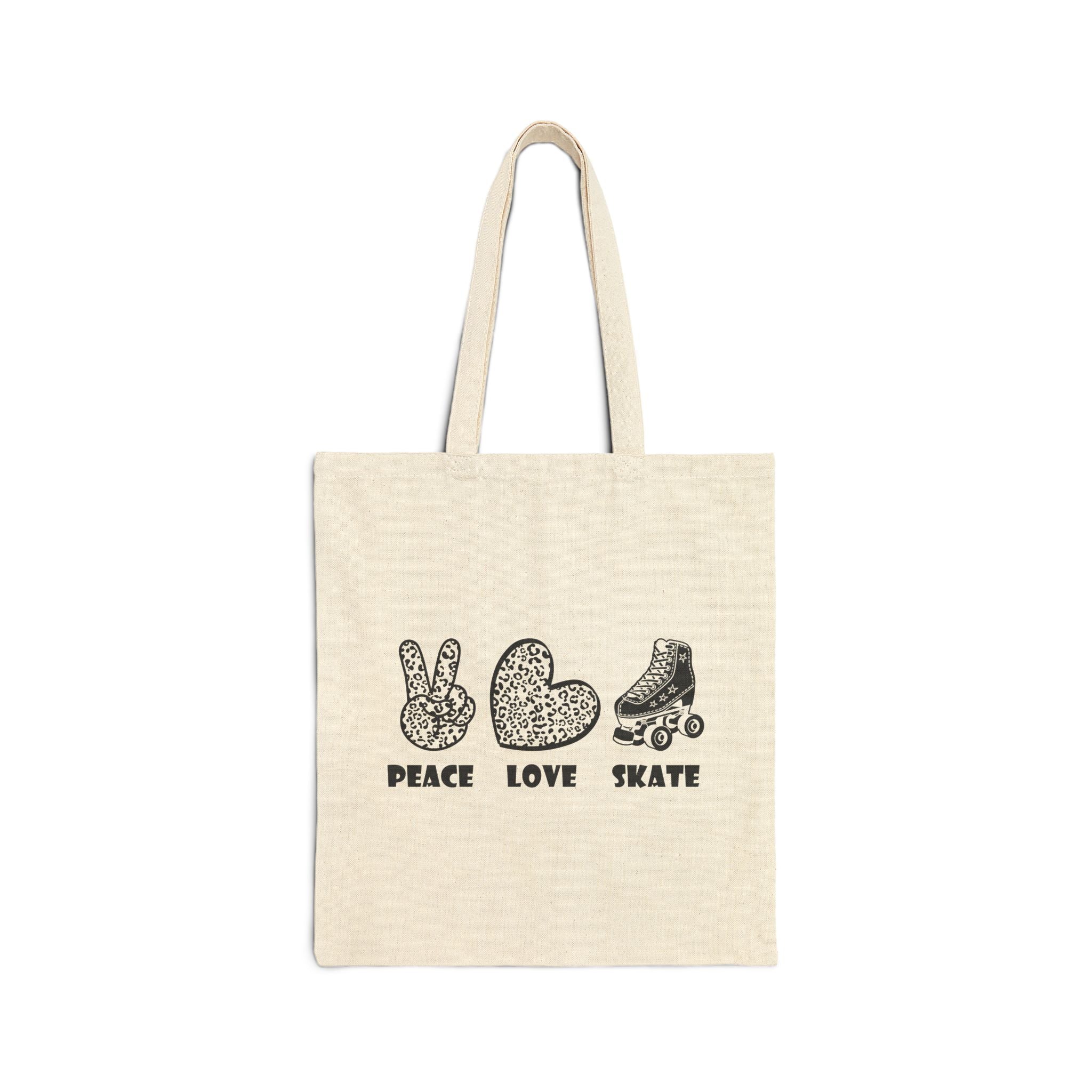Cotton Tote — Peace Love Skate / Progress Over Perfection Graphic Bag