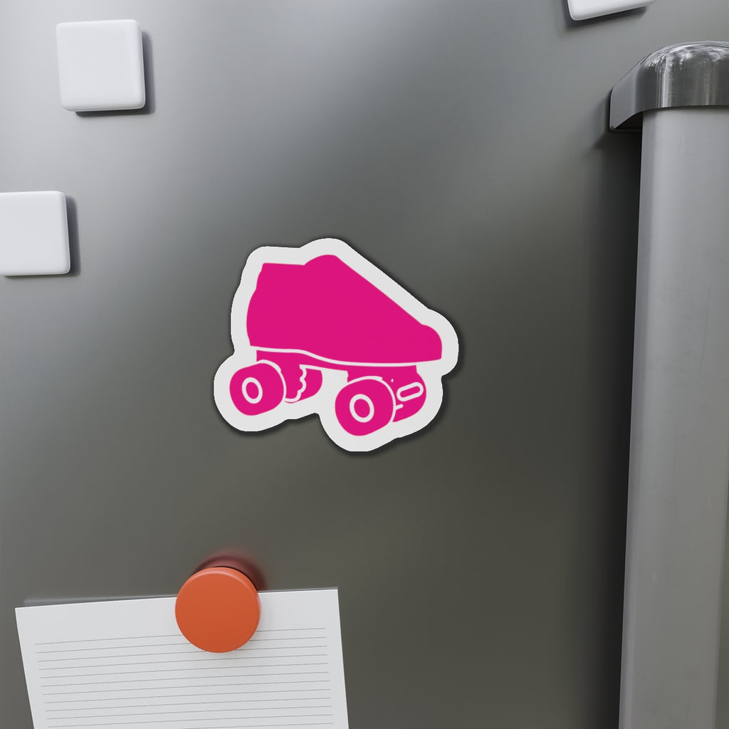 Pink Roller Skate Die-Cut Magnet - Retro Pink Skate Refrigerator Magnet