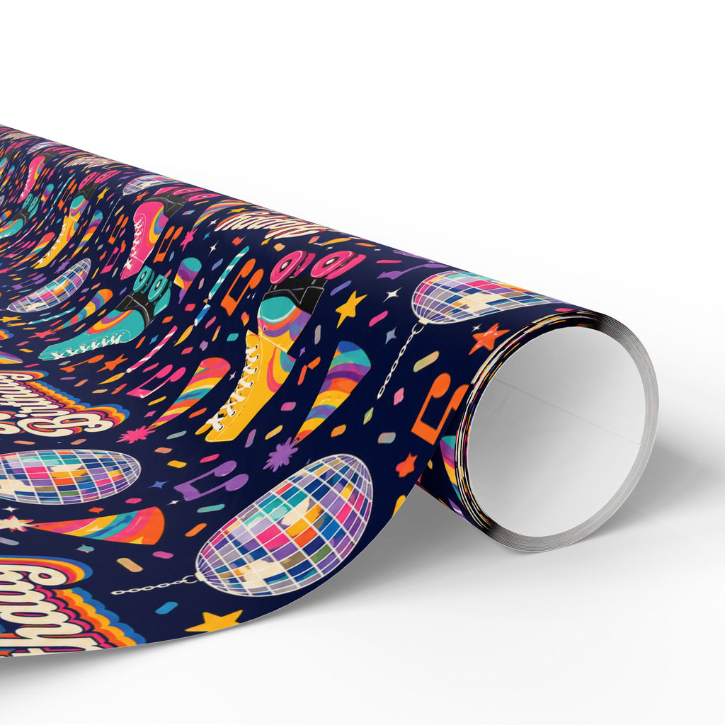 Birthday Roller Skating Gift Wrap Paper (Dark) – Unique Wrap For the Roller Skating Lover.