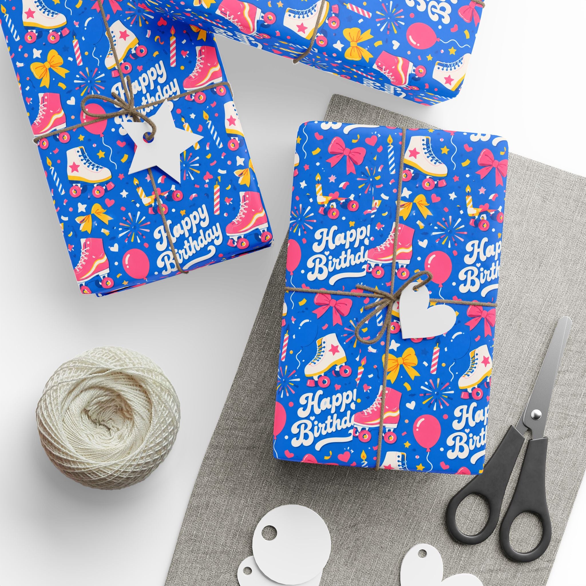 Birthday Roller Skating Gift Wrap Paper (Blue) – Unique Wrap For the Roller Skating Lover.
