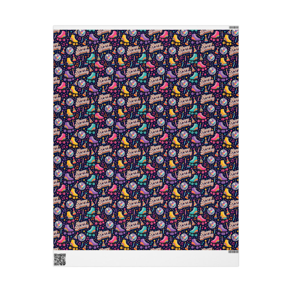 Birthday Roller Skating Gift Wrap Paper (Dark) – Unique Wrap For the Roller Skating Lover.