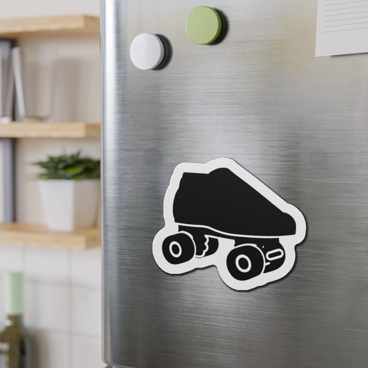 Black Roller Skate USA Die-Cut Magnet — Retro Black Quad Skate Refrigerator Magnet